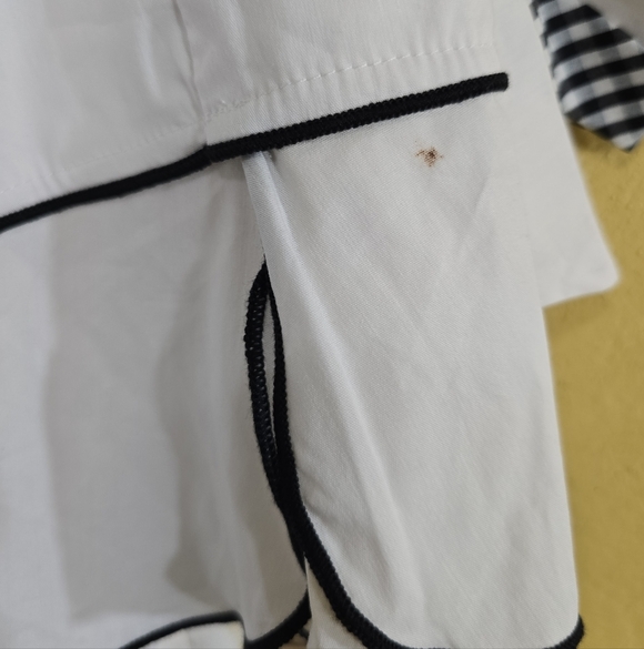 NWT IC by Connie K White Button Down A-line Tunic Top 1X Gingham Trim Bow Cuffs - Picture 11 of 12